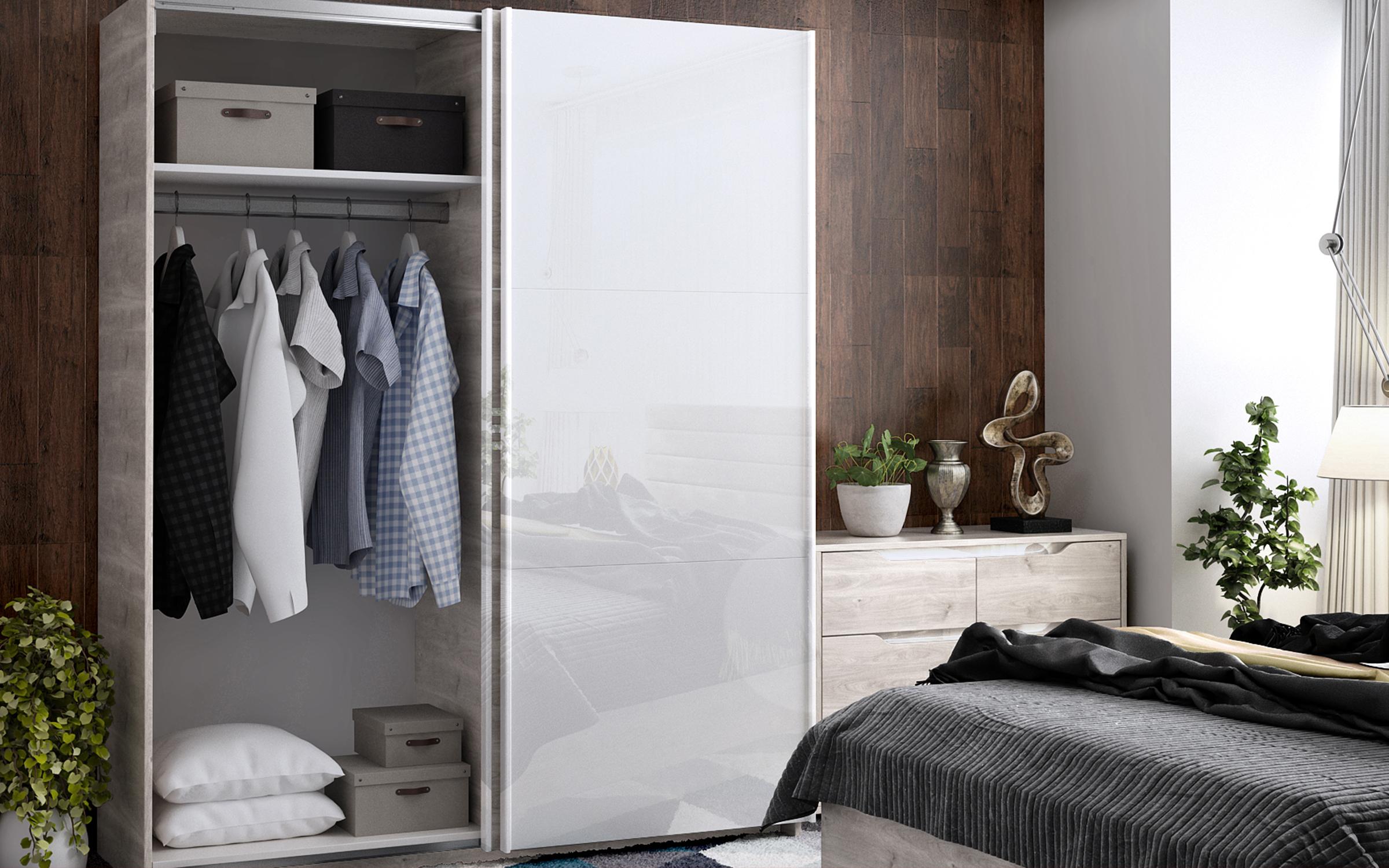 Συρταριέρα Modern М11, λευκό + γκρι δρυς castello + λευκό γυαλιστερό  4